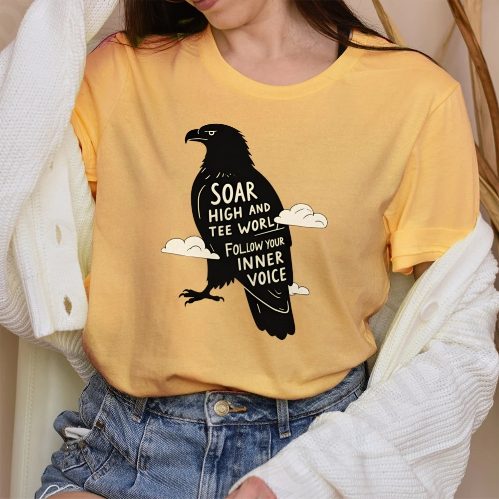 

Silhouette Eagle Follow Your Inner Voice Y2K Women‘s Clothes Cotton Casual T-Shirt Graphic Tees Street Wear Colorful Cartoon
