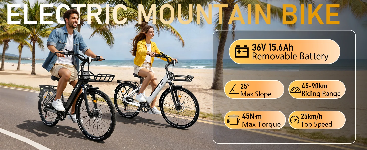 E-Bycco V1 Elektrofahrrad 250W/500W Motor 36V15.6AH Abnehmbarer Akku Erwachsenen-Pendlerfahrrad 28 Zoll Reifen Höchstgeschwindigkeit 45KM/H E-Bike mit Korb – Detail 1