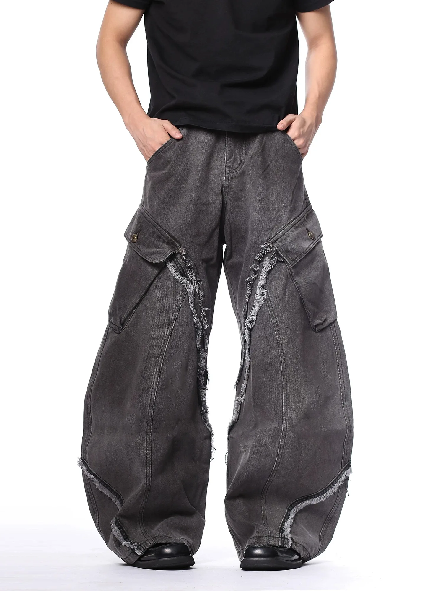 

Женские черные готические мешковатые джинсы-карго Y2k Oversize, японские джинсовые брюки в стиле хип-хоп 2000-х годов, винтажные джинсовые брюки в стиле Харадзюку, осень 2025 г.