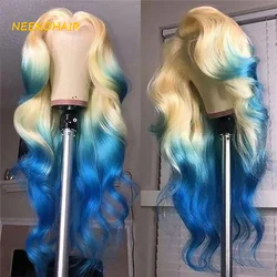 13x6 HD Blue Ombre Lace Front Wig Body Wave Purple Ombre 13x4 Transparent Lace Frontal Or 4x4 Closure Human Hair Wigs For Women