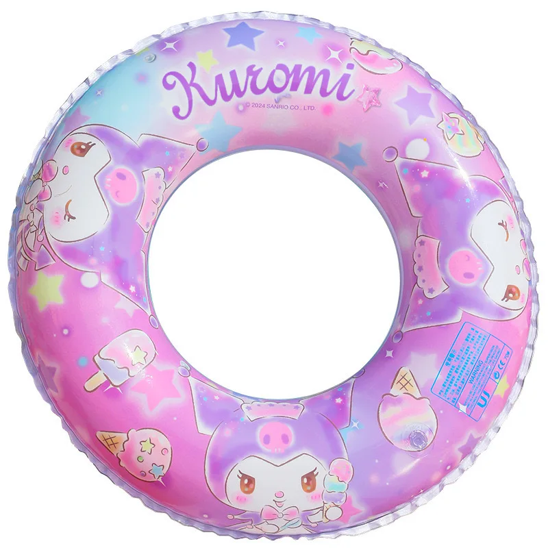 Sanrio Kawaii Kuromi Swimming Ring Cartoon Cute Anti-rollover Kids Armpit Life Buoy Ins Underarm Seat Swimming Ring Kids Gift