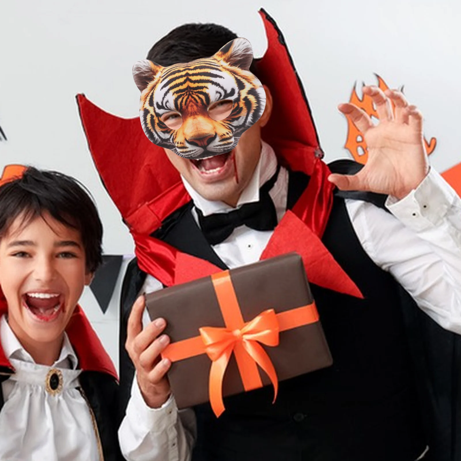 Eva Tiger Masker Half Gezicht voor Volwassenen Cosplay Carnaval Maskerade Kostuum Foto Prop Tijger Gezichtsmasker