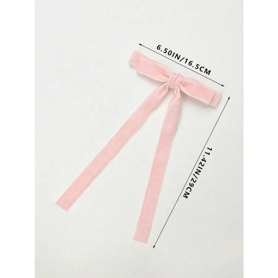 

Womens Pink Velvet Bow Hair Barrette For Daily Elegant Styling