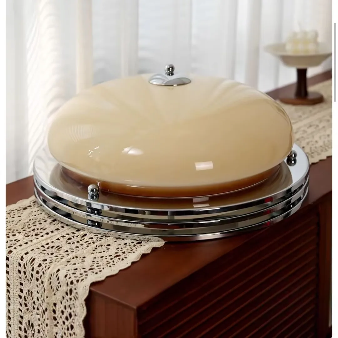 French egg tart shaped ceiling lamp, vintage bedroom ceiling lamp, new LED glass study lamp
