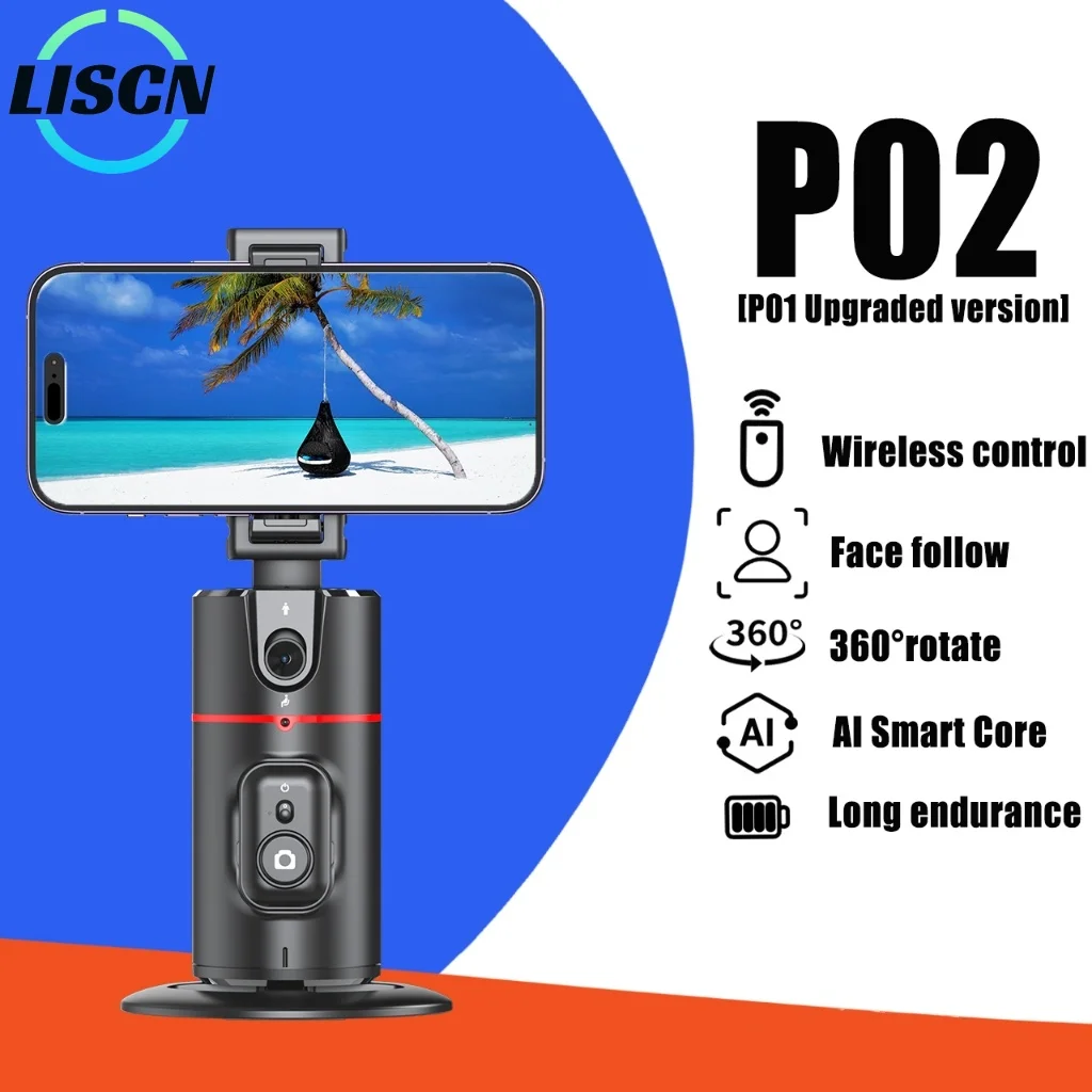 P02 AI Smart Gimbal Foldable 360°rotation Auto Face Tracking Phone Holder Gimbal Stabilizer Available for Smartphone Video Vlog