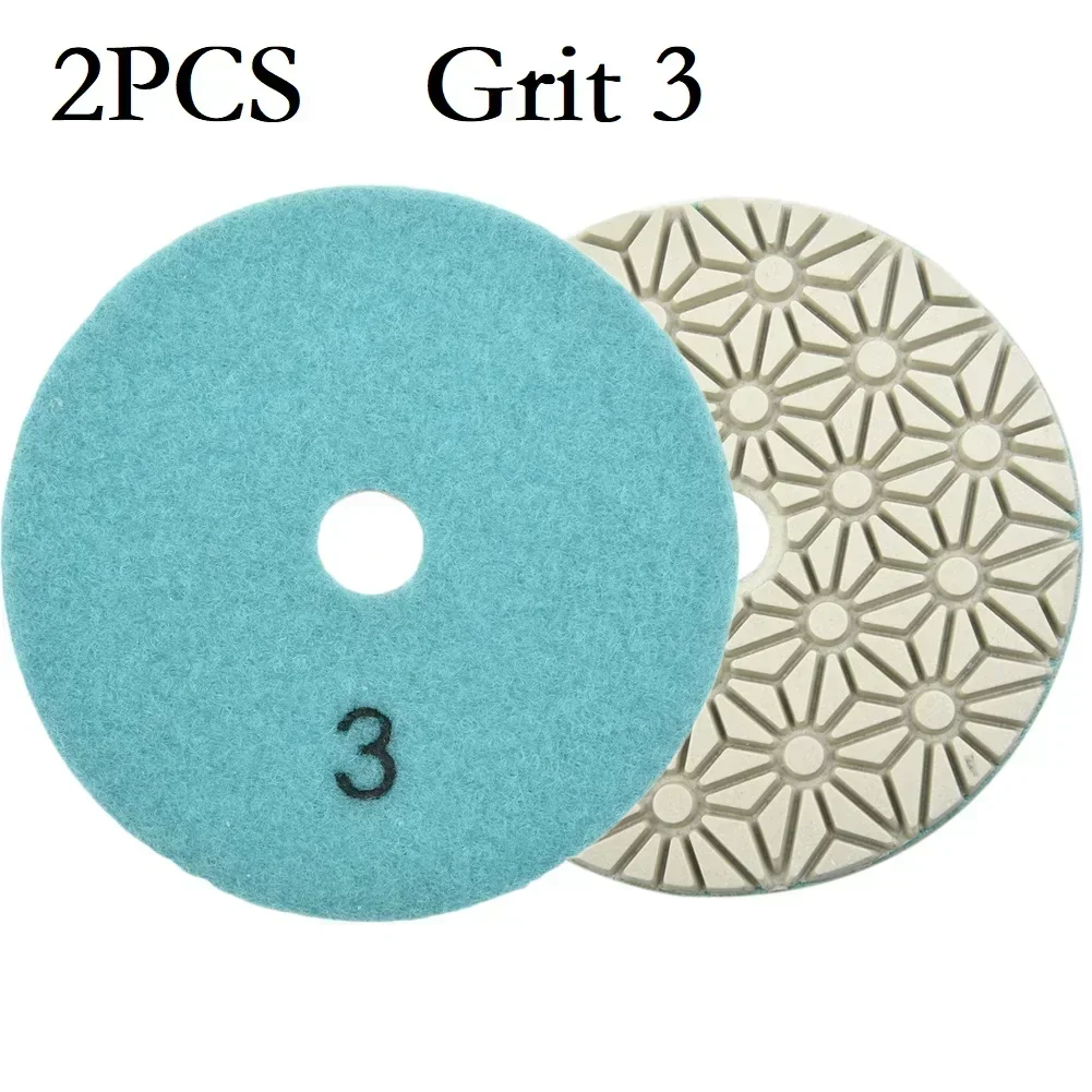 2PCS  Polishing Pad 4 Inch 100mm Dry/wet Diamond 3 Step Polishing Pads For Granite Stone Power Tools Accessories