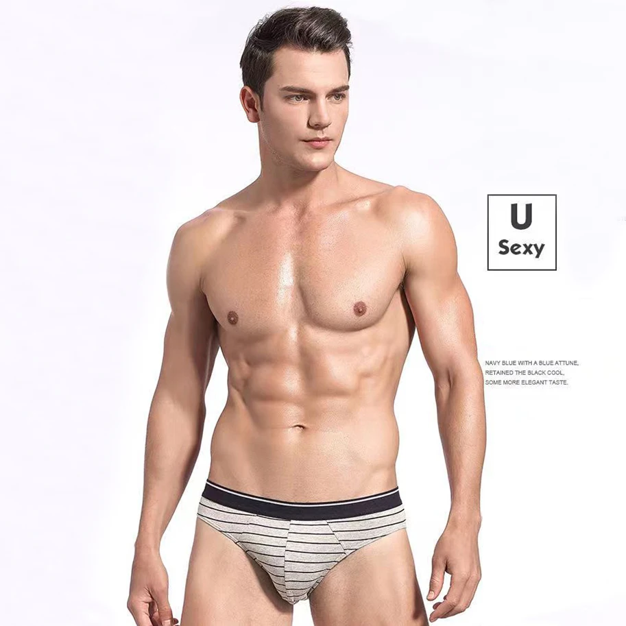 1Pcs/lot Briefs Men Underwear Sexy Lingerie Male Panties Cotton Underpants Breathable Cueca Striped Calcinha Wholesale Lots 5190