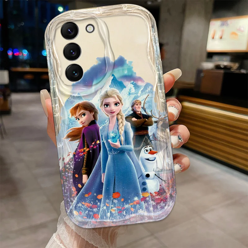 Disney Frozen Elsa Princess Phone Case For S21 S23 S24 Ultra Plus FE A55 A35 A25 A05S A54 A53 A52 A33 A32 Wave Oil Cover