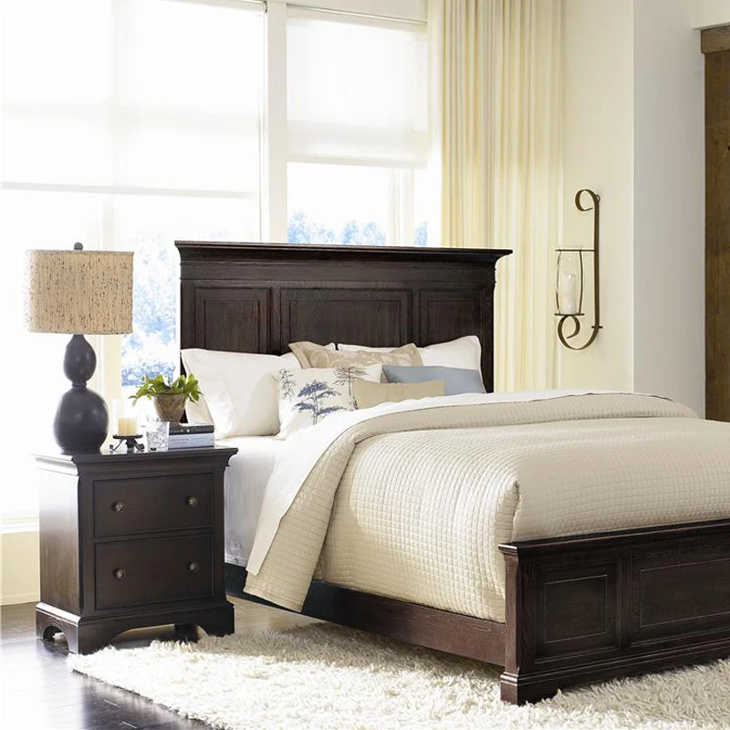 Full Solid Wood Bed, North American Black Walnut Wood, White Wax Wood Wedding Bed, Log Master Bedroom Double Bed