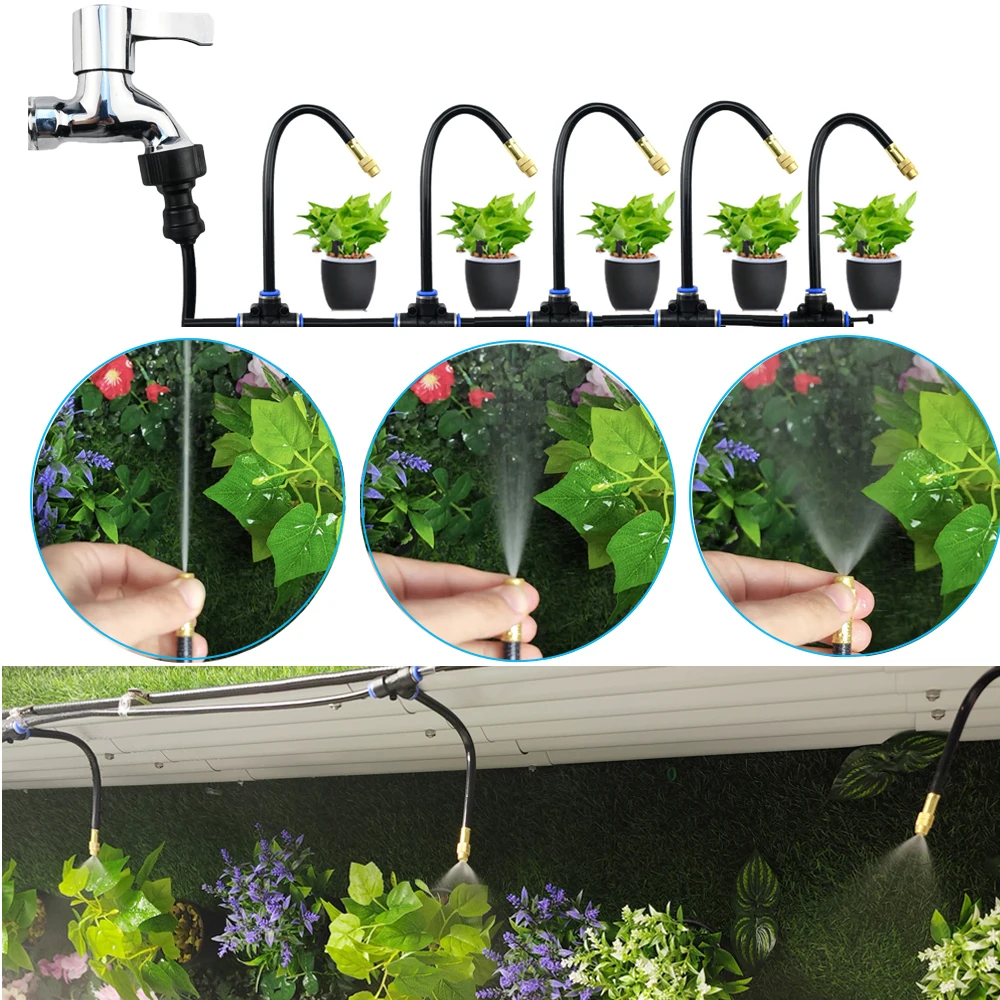 20cm Flexible Copper Mist Spray Nozzle with Quick Push Lock for Universal Garden Humidification