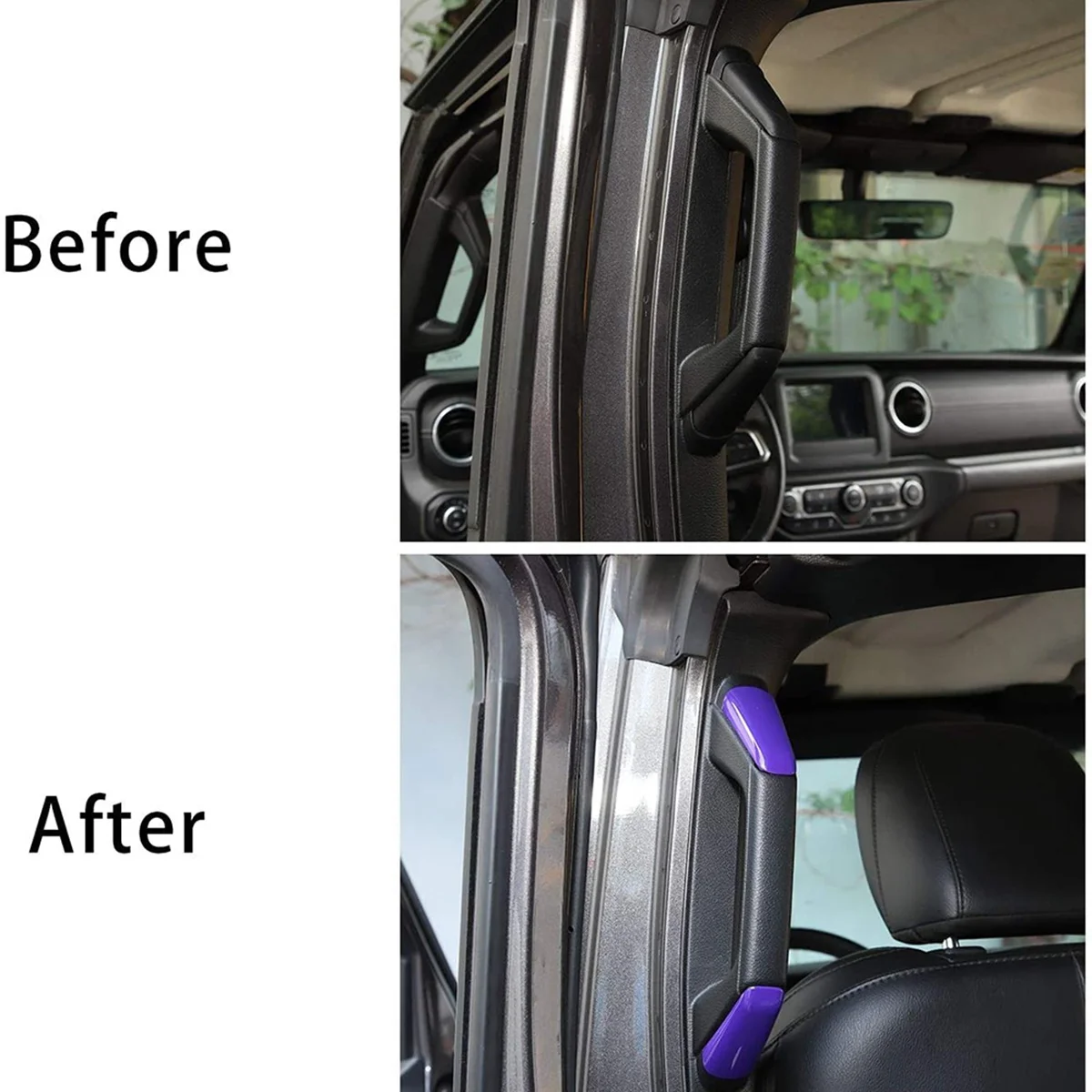 A&B Pillar Grab Handles Trim Cover ABS for 2018 2019 2020 Jeep Wrangler JL JLU Gladiator JT, Purple