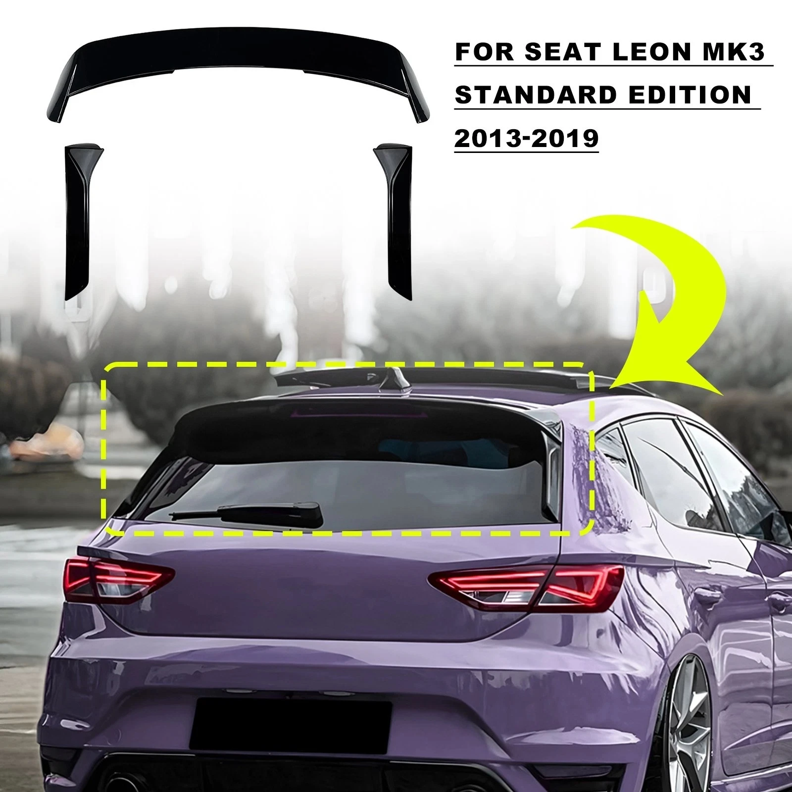 

Car Rear Window Side Trims Tail Roof Wing For SEAT Leon MK3 2013-2019 Base Version Rear Trunk Bonnet Spoiler Lip Glossy Black