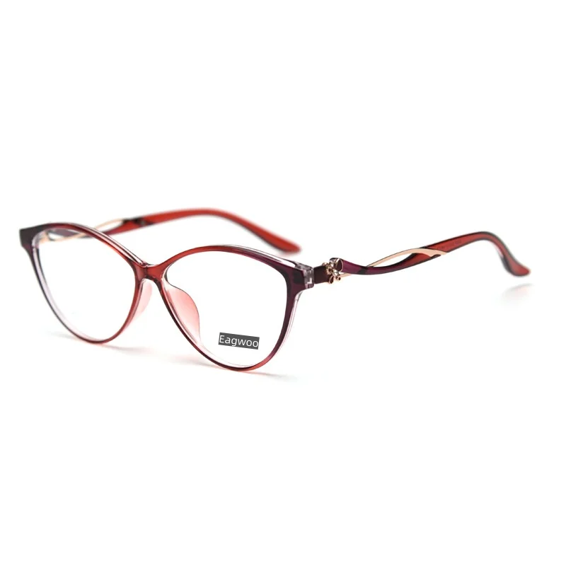 Women Full Rim Glasses Frame Wide Face Eyeglasses Prescription Fashion Designed Flower Decoration Cat Eye  Big Size 56mm