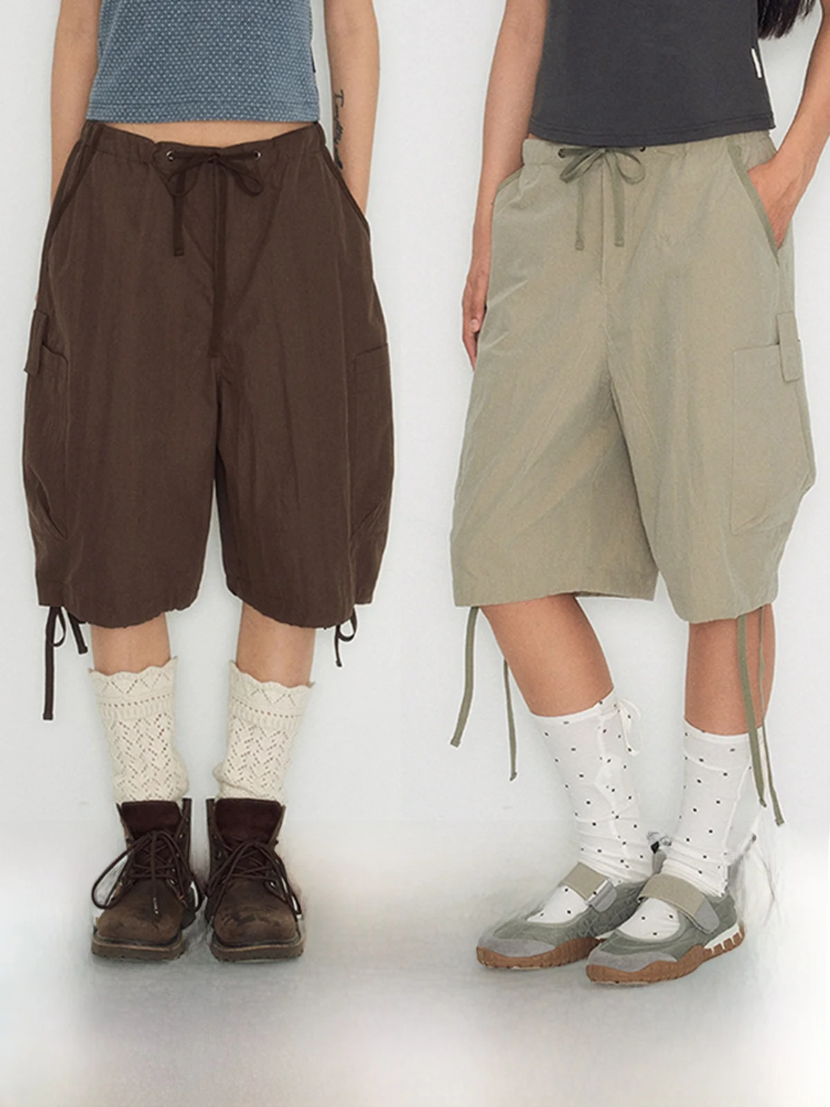 

NAPSNAPS Original Casual Work Pants Women's Summer New Simple Seven-Foot Drawstring Knife Pants Thin Cotton Loose Fit