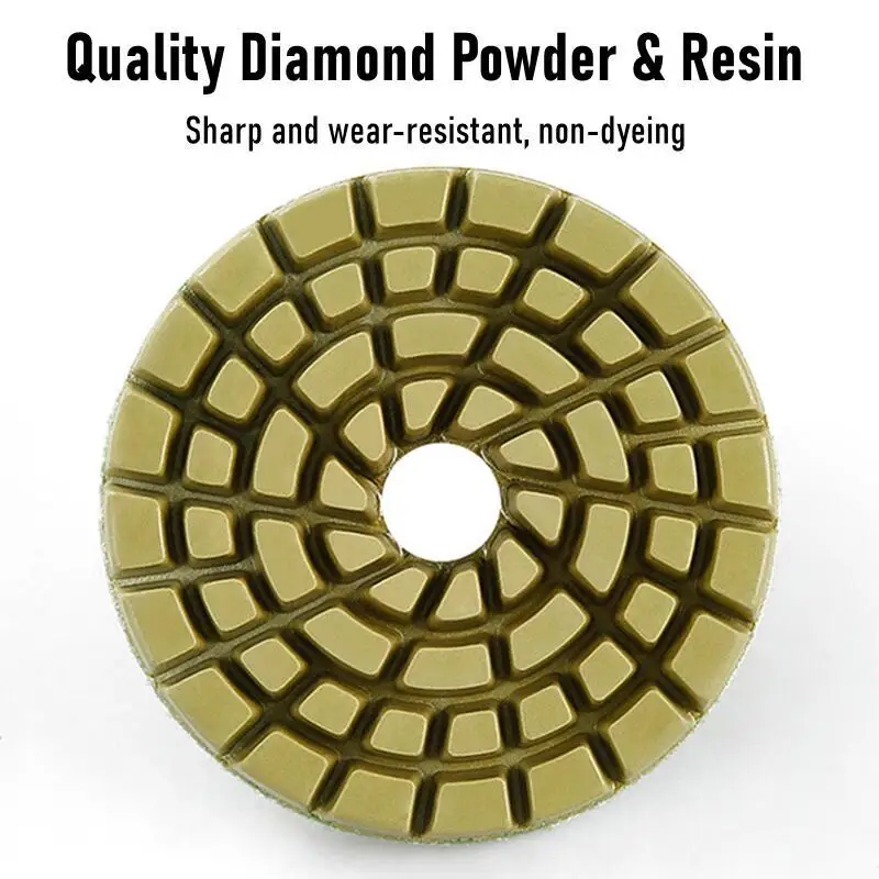 7 Stück 100mm/4 Zoll Verdickte Diamant-Bodenpolierpads, Harzgebundene Diamant-Betonschleifscheiben für Terrazzo-Stein-Renovierungspads – Detail 4