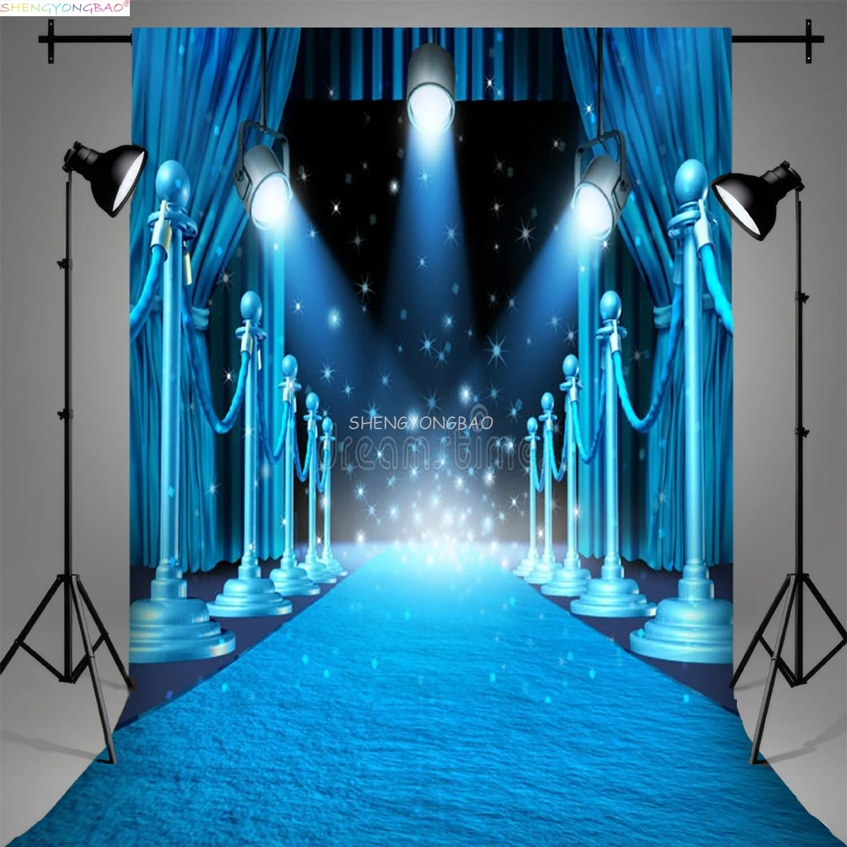 Wedding Ceremony Red Carpet Rope Barrier Background Stage Theater Golden Barriers Shiny Birthday Party Photography Backdrop ND13