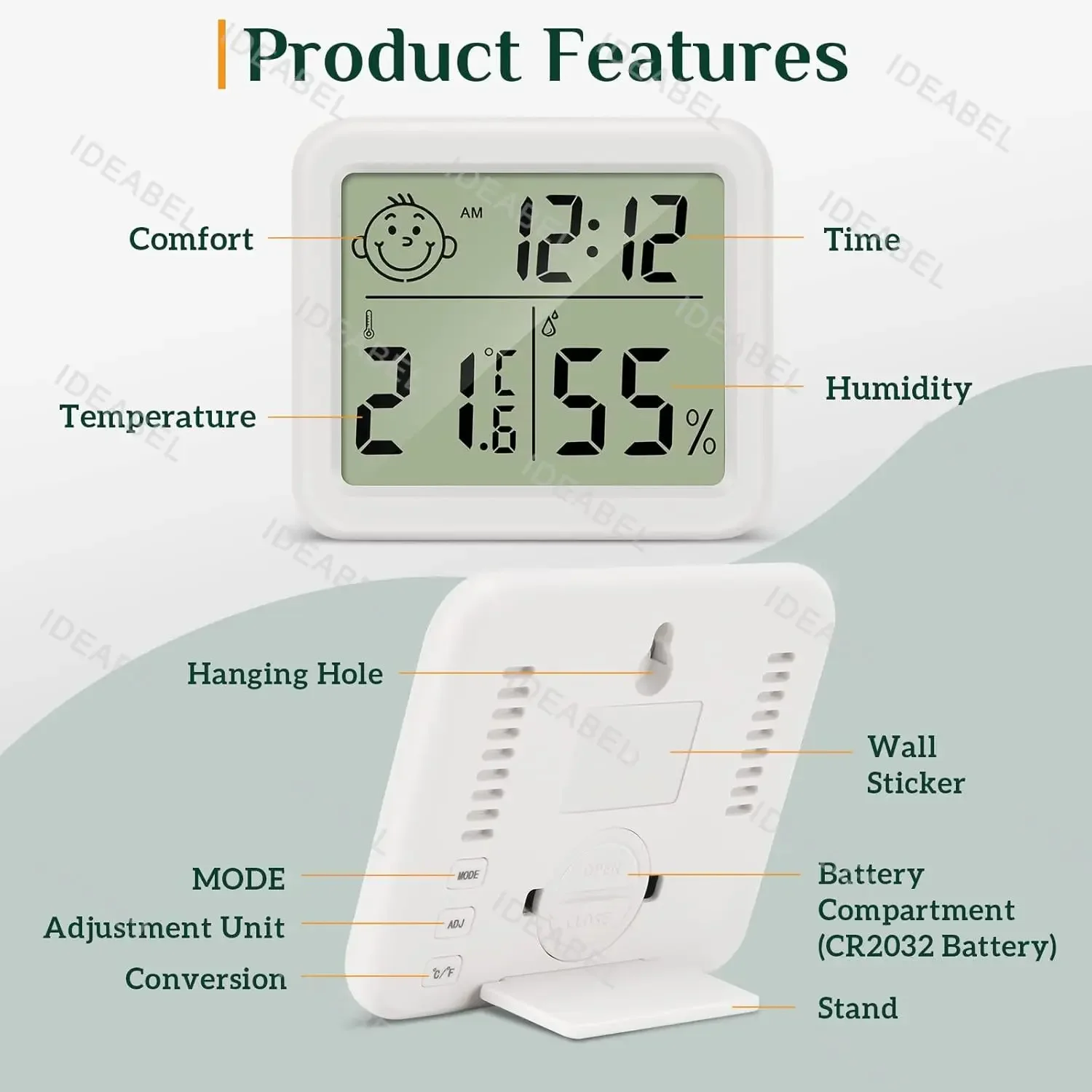 LCD Digital Temperature Humidity Meter Backlight Home Indoor Electronic Hygrometer Thermometer Weather Station Baby Room