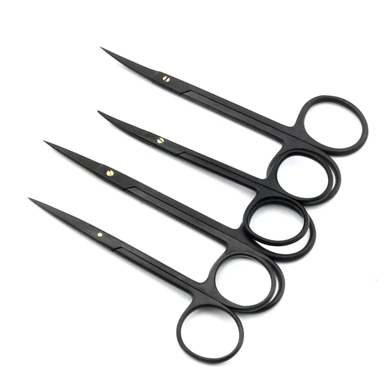 Ophthalmic Surgery Scissors Tungsten Carbon Steel Porcelain PFM Black Handle Shear Eye Scissors