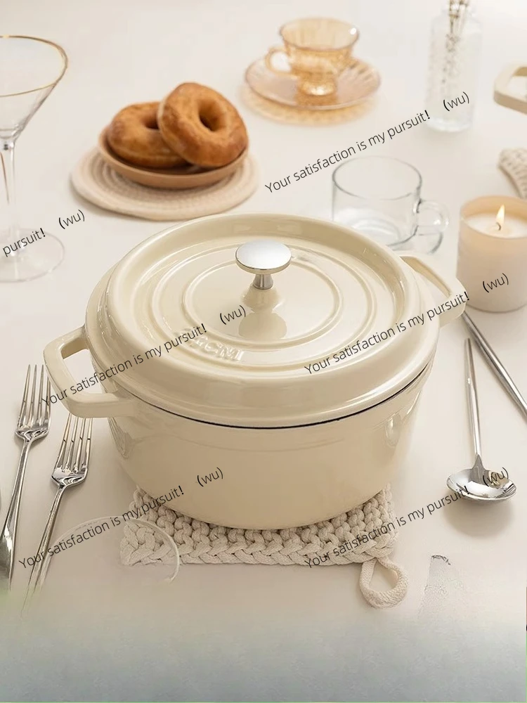 

Enamel pot. Cast iron pot. Household stew cup. Casserole soup pot. Non-stick. Induction cooker