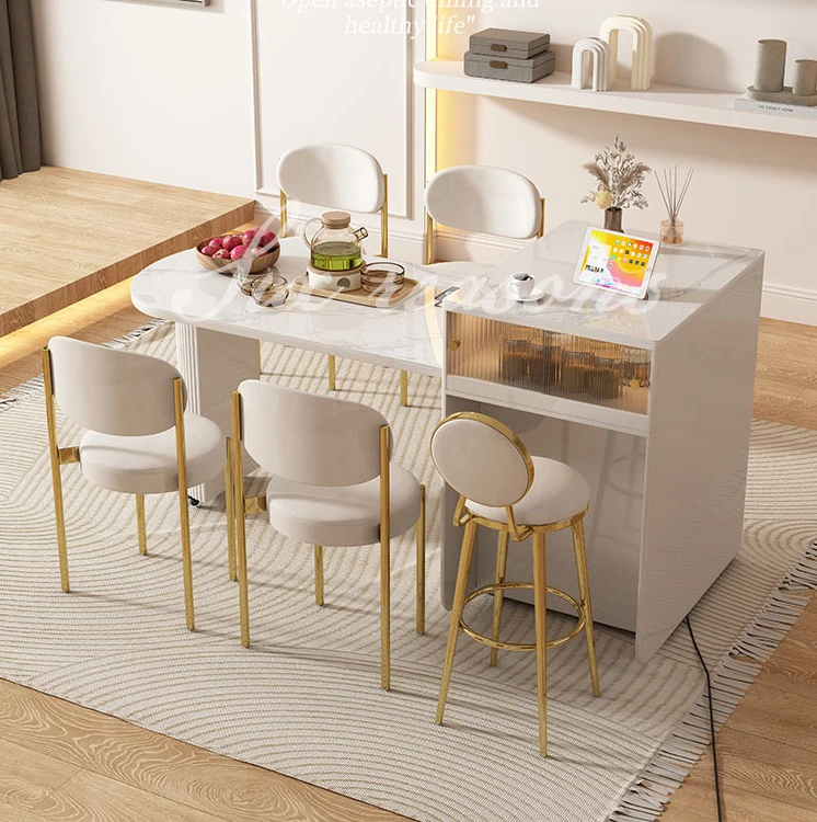 Cream Wind Rock Plate Island Table, One Piece, Scalable Household Bar Table, Small Unit, Multifunctional