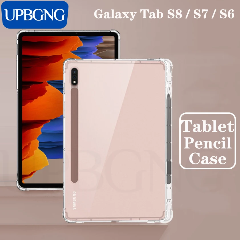 

UPBGNG Case for Samsung Galaxy Tab S8 Plus S7 FE 12.4 S6 Lite A7 Soft Silicone Case with Pen Slot for T870 T875 T970