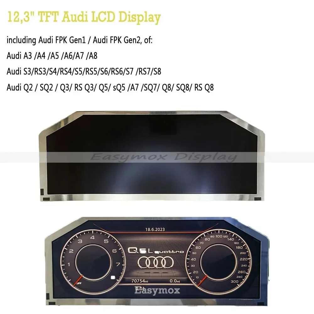 

12.3” TFT LCD Display LAM1233555D for Audi A3 A4 A5 A6 A7 A8 Q Seires 2015 2020 Bosch Instrument Cluster Car Dashboard Screen