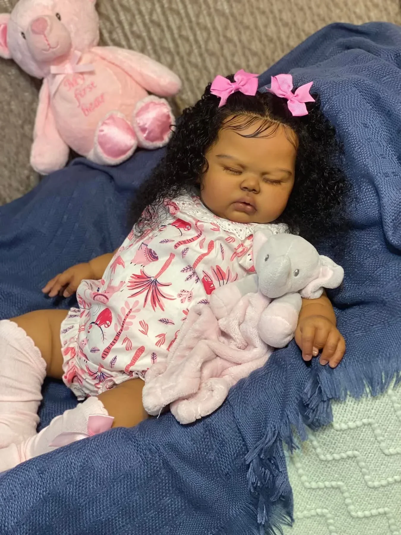NPK 24'' Dark Brown Skin Bebe Pickle Reborn Baby Toddler Newborn Doll Princess  Lifelike Soft Touch 3D Skin Art Doll