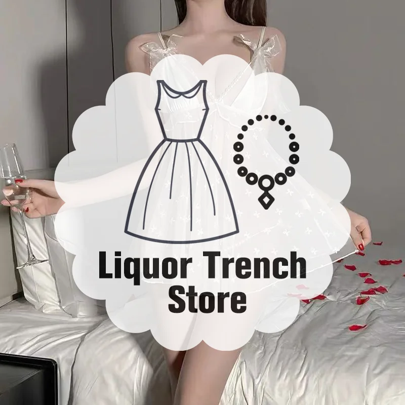 

Sexy Lingerie Women Pearl See-through Suspender Nightdress Sexy Lace Print Pajamas