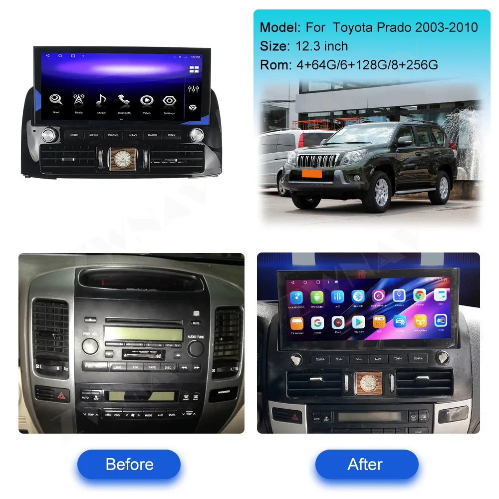 Car Android Radio For Toyota Land Cruiser Prado 2003 - 2010 For Lexus GX470 2002 - 2009 Multimedia Player GPS Navigation Carplay