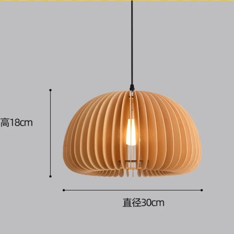 Vintage Pumpkin Pendant Light Personality LED Chandelier Homestay Bedroom Bedside Restaurant Study Wooden Lighting Hanging Lamps