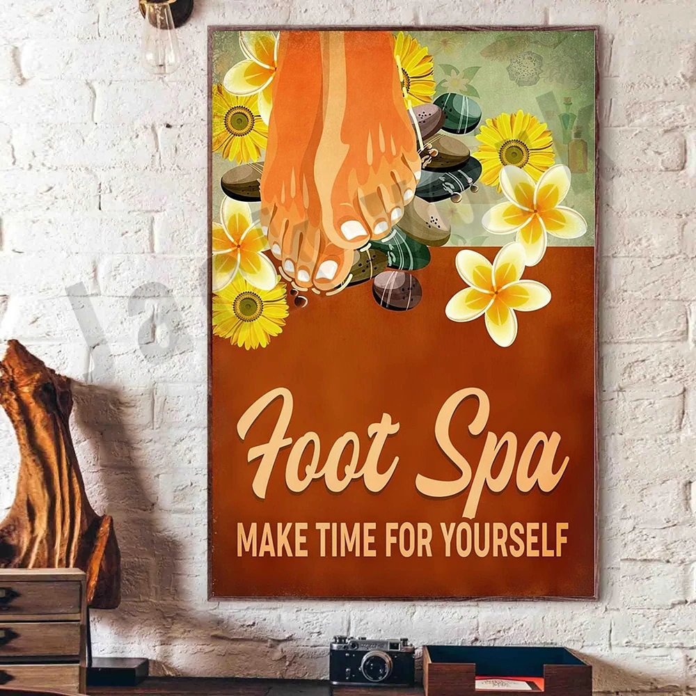 Foot Spa Make Time For Yourself Poster, Massage Therapist Gift, Foot Massage Spa Wall Decor, Massage Therapy Poster
