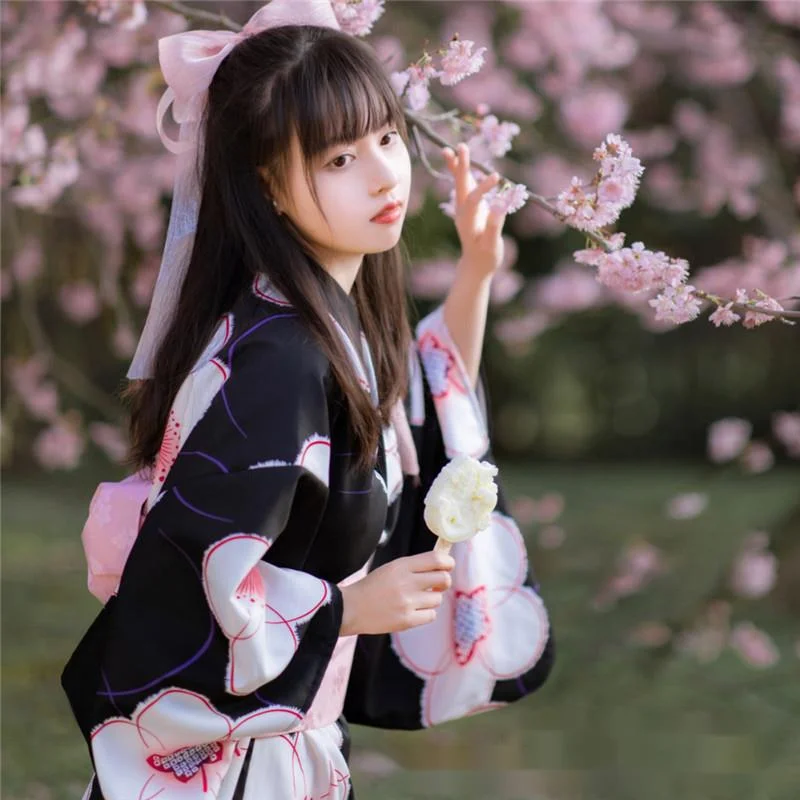 Cherry Blossom Season Super Cute Kimono Bathrobe Japanese Formal Kimono Girl Waka Style Improved Kimono