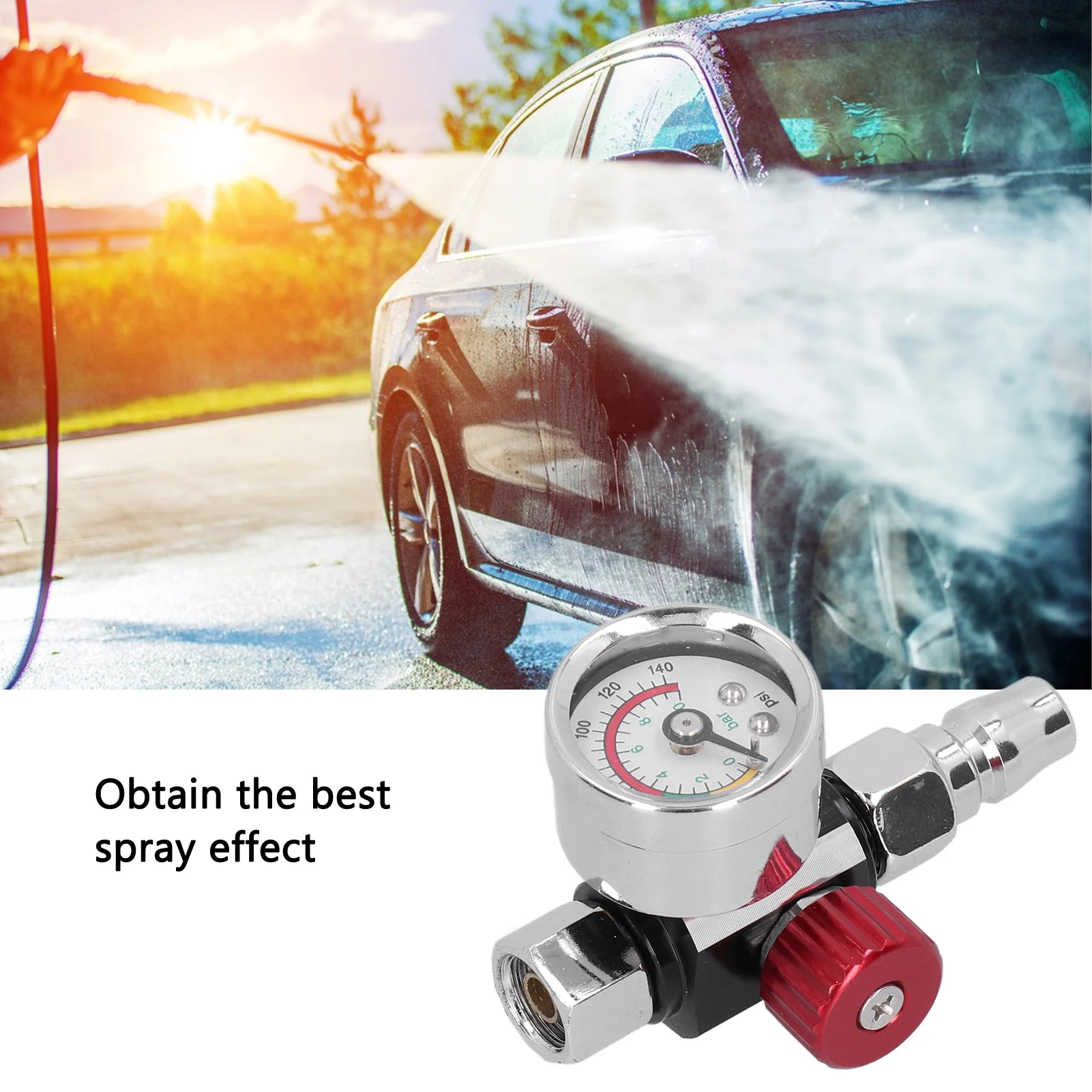 Paint Spray Guns Air Regulator Stainless Steel Easy Install Paint Gun Air Adjusting Regulator for Pneumatic Spray Gun
