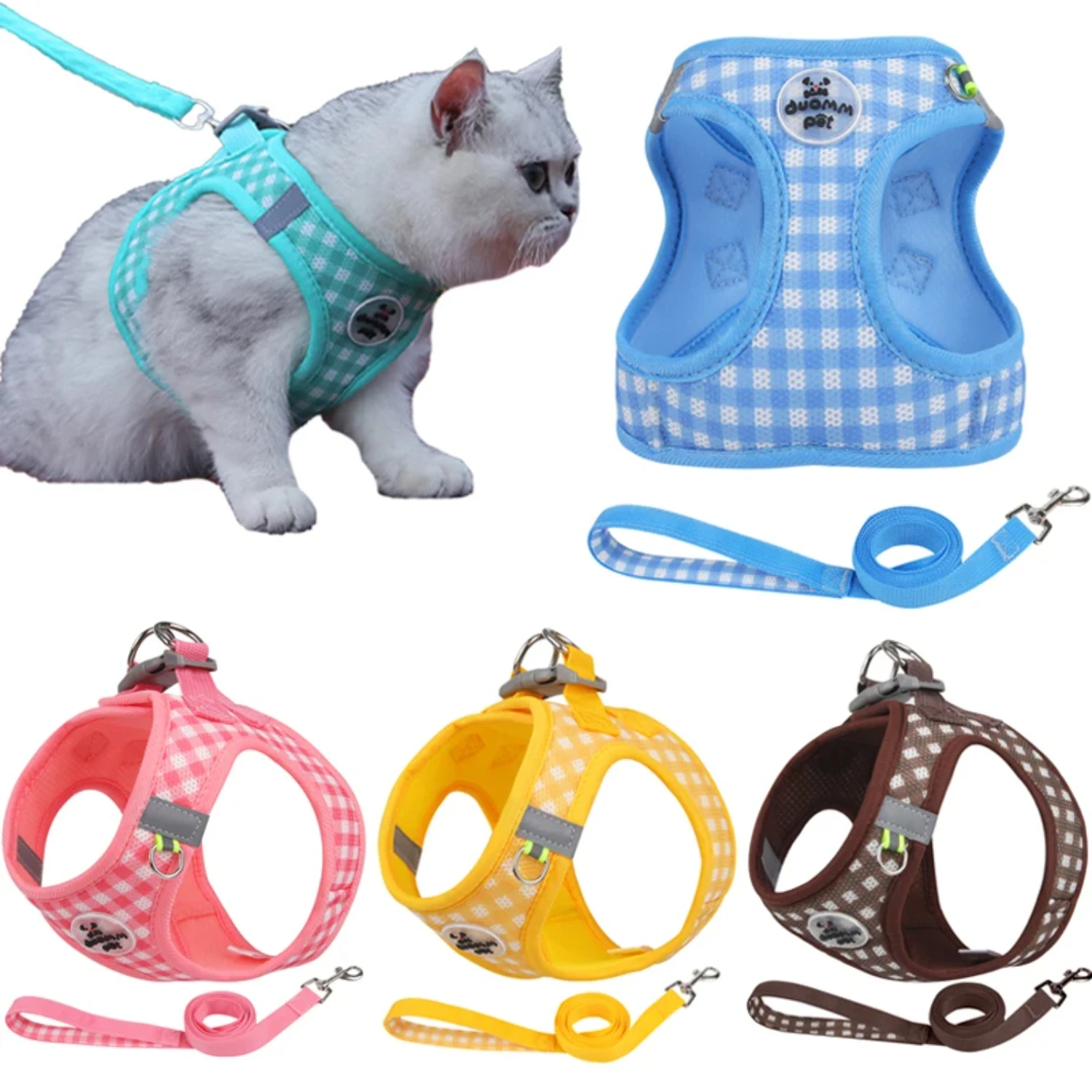 Elegant, Secure and Comfortable Reflective Pet Harness and Leash Set - Adjustable Chest Straps for Small Dogs and Cats - Ensurin