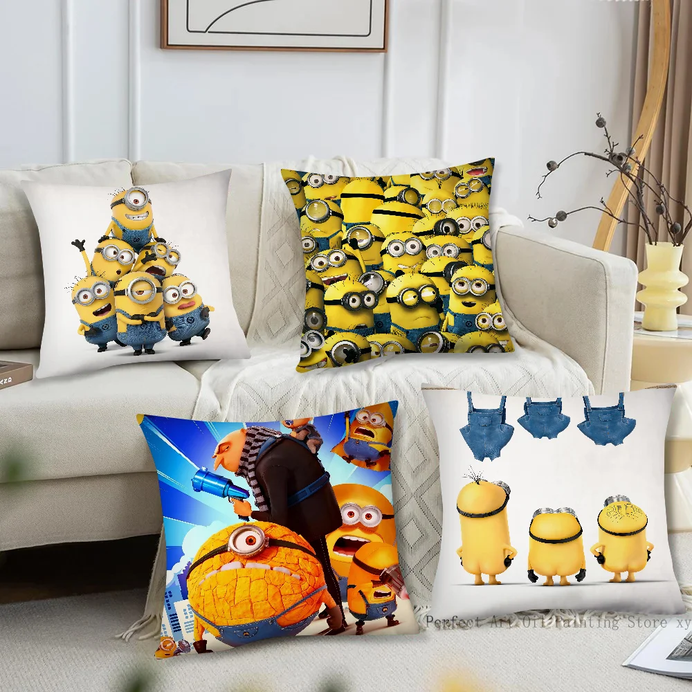 Cute Cartoon M-Minions Pillow Case Fashion Square Pillowcase Bedroom Sofa Room Ins Decoration Leisure Cushion Cover