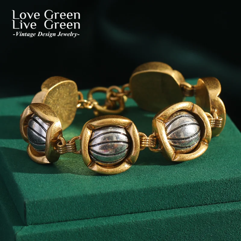 

Vintage Jewellery Metal Rolling Ball Gold Color Bracelets For Woman High Quality Bangles With Designer Charms 2025 Trending New