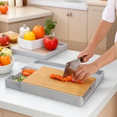 

Kitchen Chopping Blocks with Storage Drain Storage Box, Detachable Fruit and Vegetable Cutting Board, Drawer Type Plate
