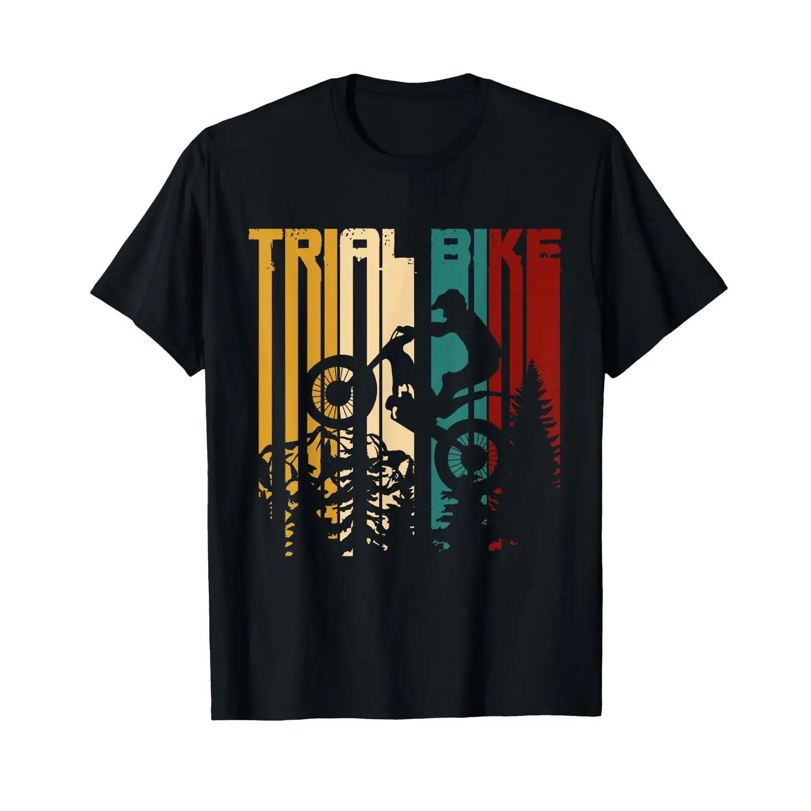 Retro Trial Bike Motorrad T-Shirt Vintage-Waschung Oberteil für den Alltag Bequem Atmungsaktiv Streetwear Unisex