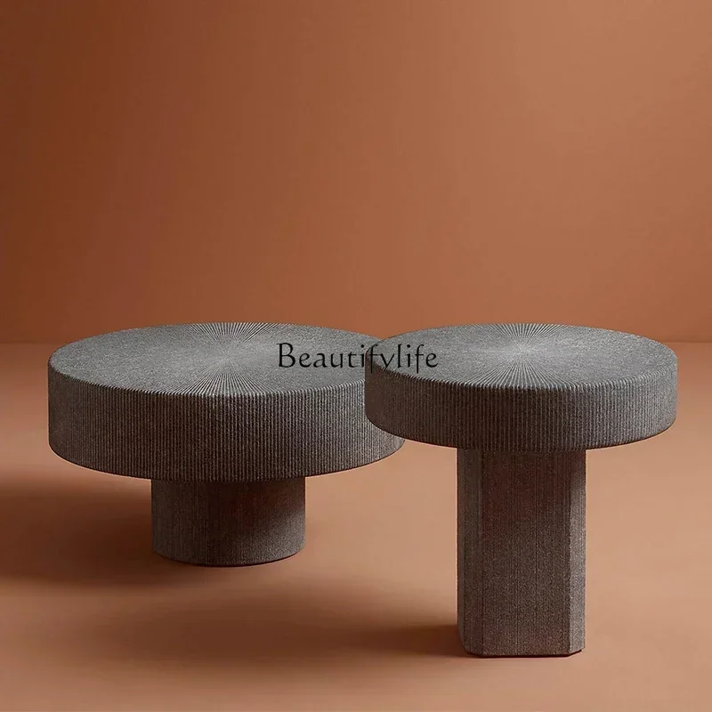 yj21  Cement wind outdoor coffee table wabi sabi wind retro edge table round imitation stone
