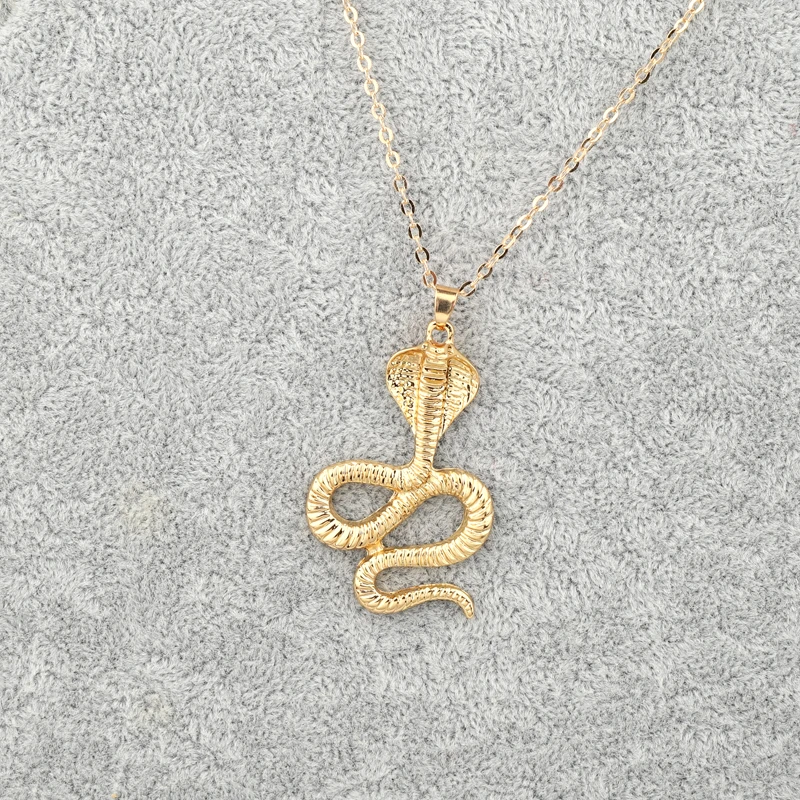 Dayoff Indian Gothic Gold Color Animal Cobra Pendant Necklace Women Men Stripe Snake Chain Necklace for Female Link Chain N6
