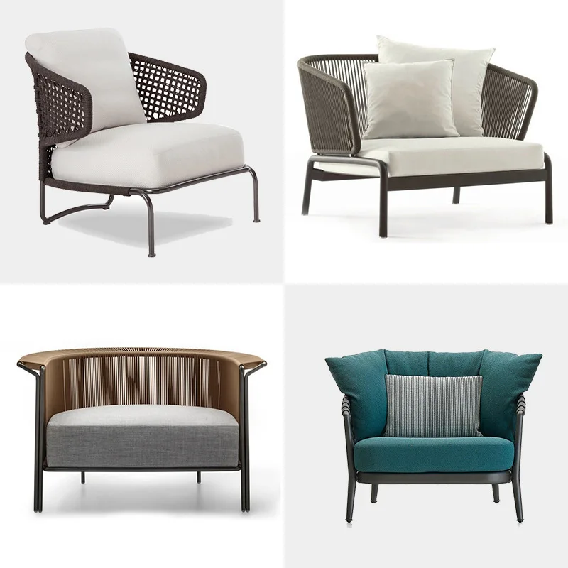 Combinazione di sedie in rattan per il tempo libero dell'hotel con divano da esterno nordico