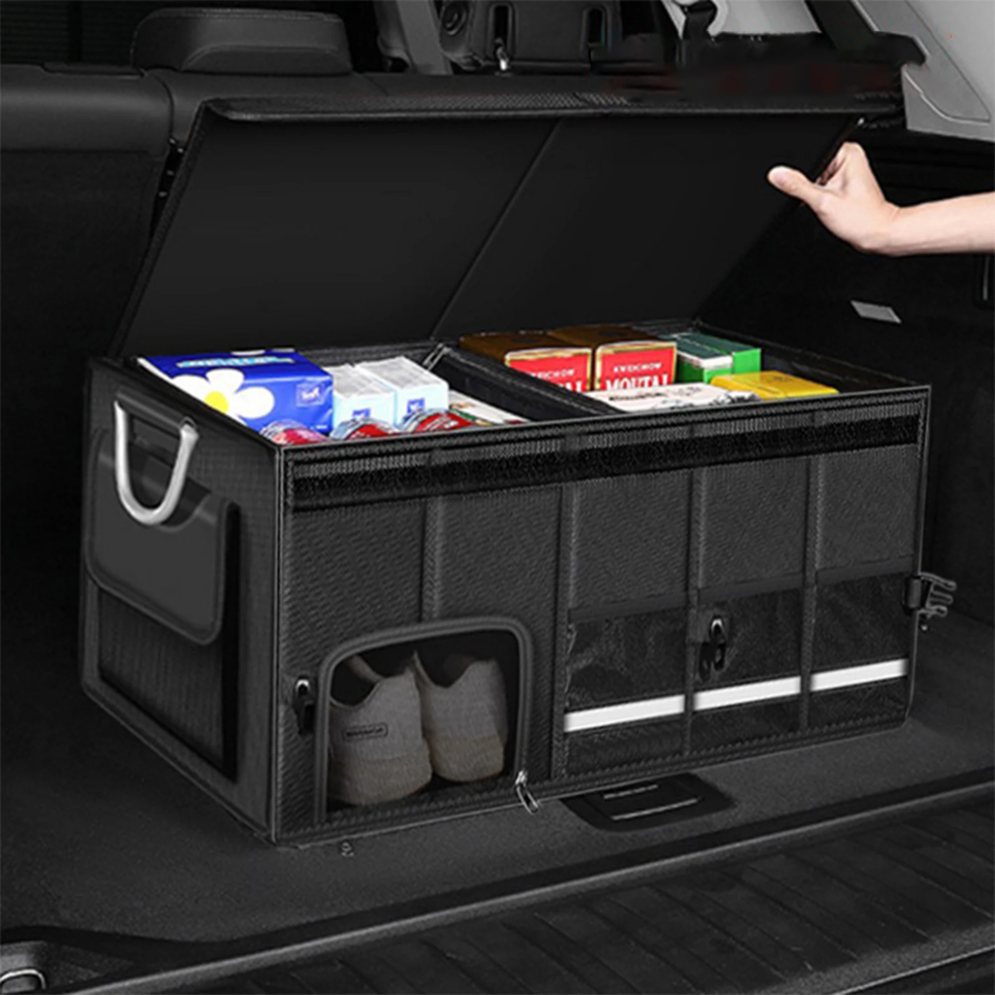 

92L Foldable Car Trunk Storage Box With Backrest Auto Trunk Organizer 1Set