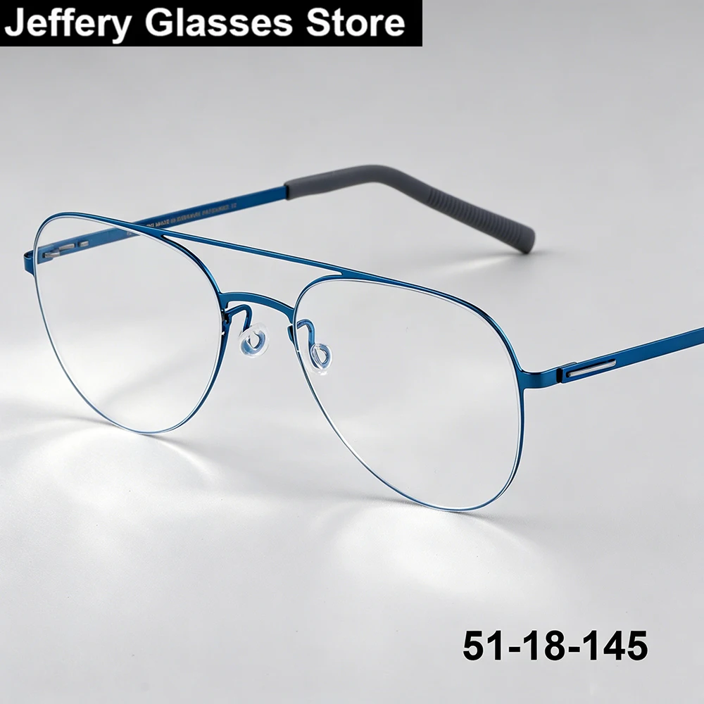 Dänische Marke Herren Doppelbalken-Ovalbrillengestell Modische Schraubenlose Ultraleichte Damenbrille Hochwertige Business-Brillen Ins