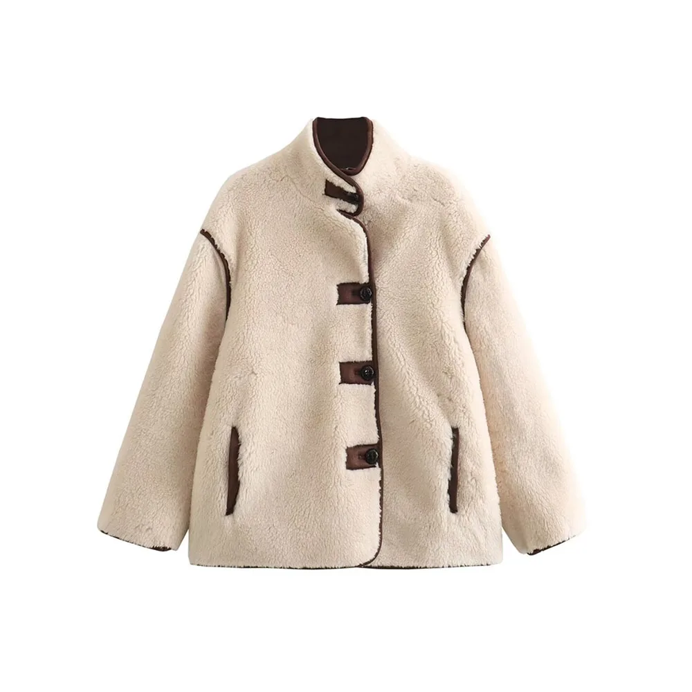

Осенне-зимняя новая женская одежда, свободный дизайн, утягивающая и универсальная флисовая короткая куртка с меховой инкрустацией