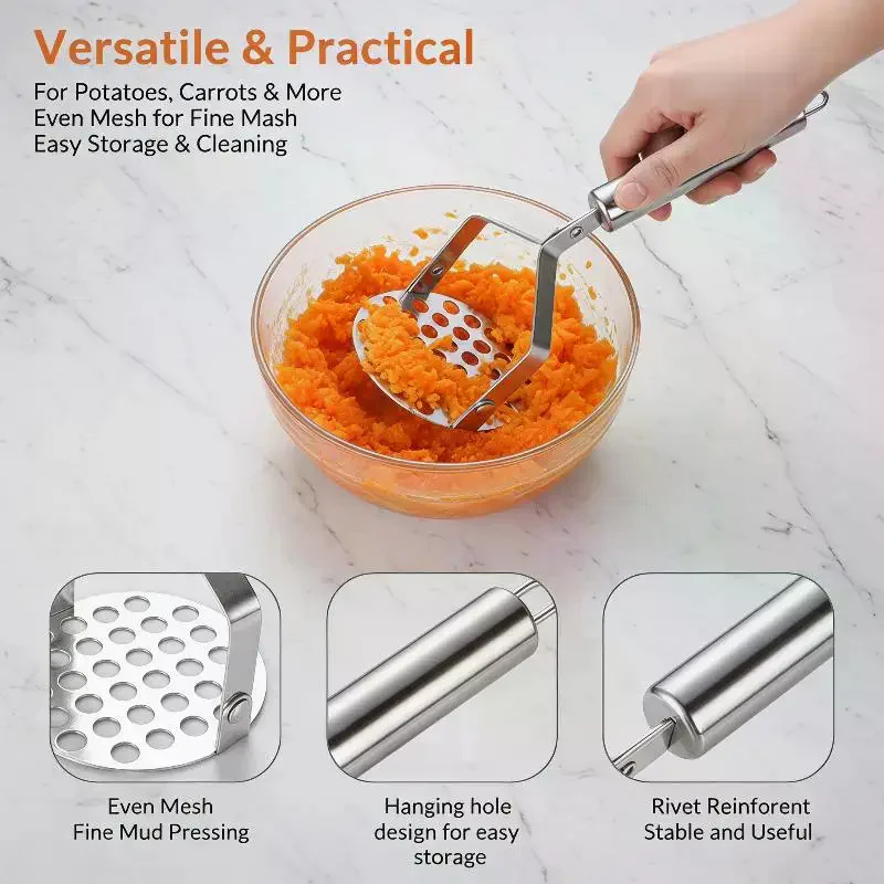 Veggie Baby Food - Triturador Manual de Acero Inoxidable Duradero,