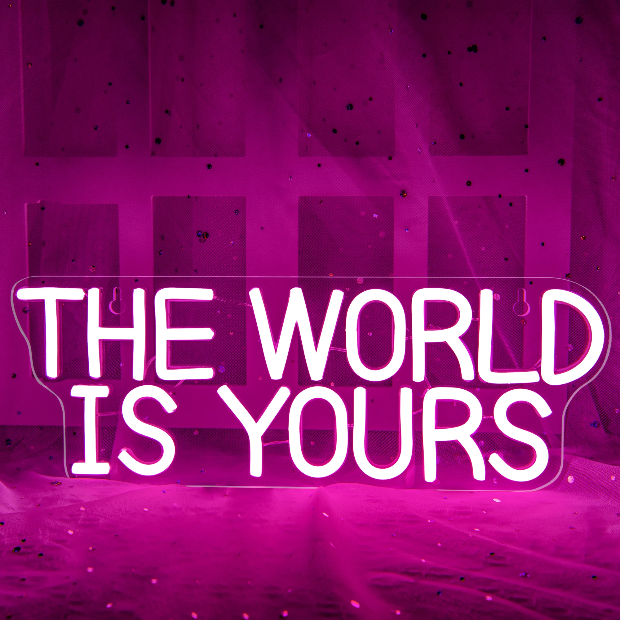 The World is Yours Neon Sign for Girls Room Valentines Day Decor LED Neon Lights for Office Bedroom Wall Art Holiday Gifts