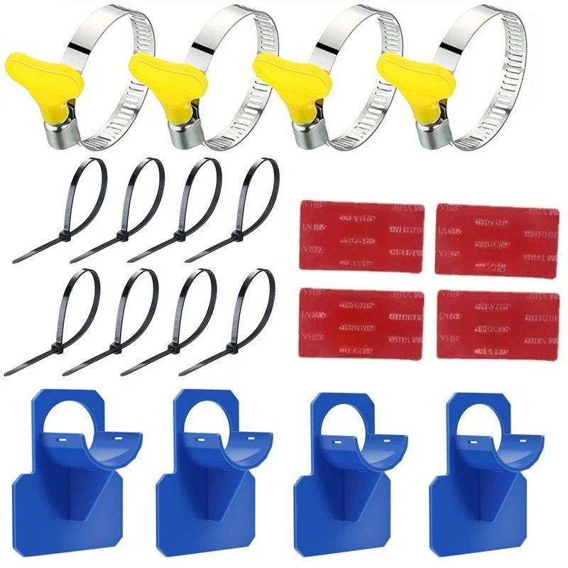 4/8pcs Pool Hose Holder Brackets With Hose Clamps Cable Ties Tape Water Pipe Fixing Stand For Indoor Outdoor Swimming Pool Hose