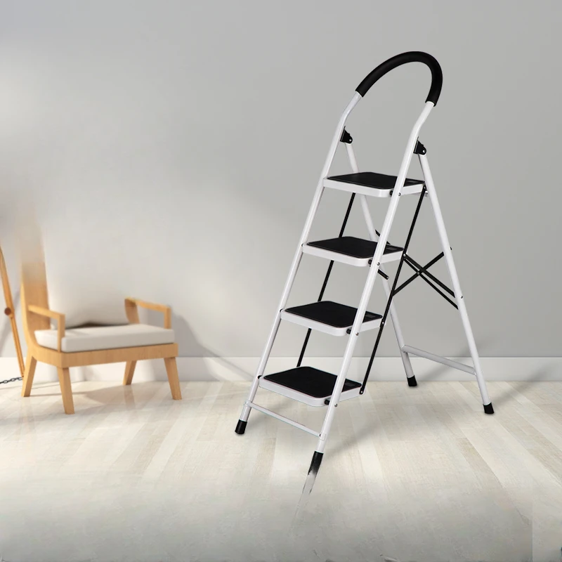 Thickened household four step ladder, foldable and mobile for household use