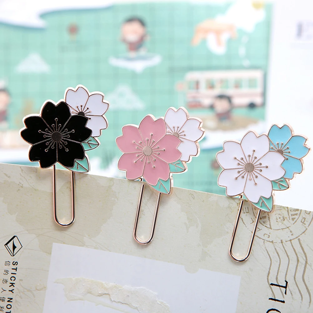 

3 Pcs Paper Clips Cute Bookmark Clip for Office School Use Zinc Alloy Practical Strong Hold No Scratch Student