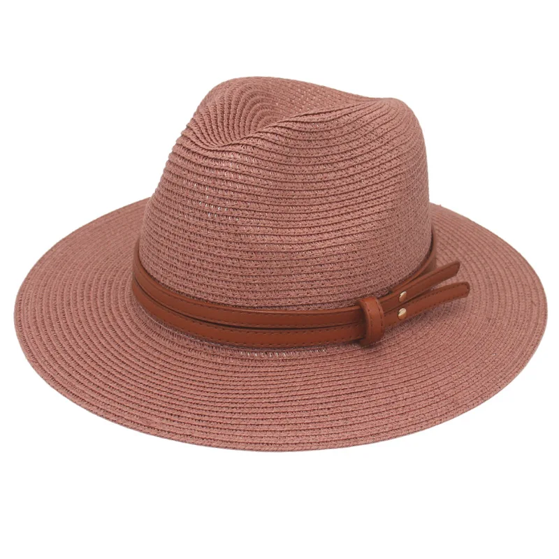 Summer Straw Sun Hat Panama Hats Grass Knitted Gift Hat Breathable Leisure Jazz Hat European American Style Straw Hat Beach Caps